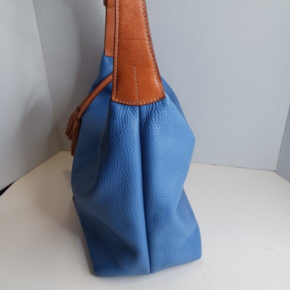Dooney & Bourke Pebble Leather Blue and Brown Hobo Bag - Picture 6 of 16